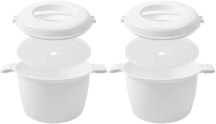 PRETYZOOM 2 Pièces Autocuiseur À Micro-Ondes Mini Cuiseur À Riz Cuiseur À Vapeur Cuiseur À Pâtes Cuiseur À Vapeur Pot Micro-Ondes Ustensiles De Cuisine Pour La Cuisson De La Soupe Ragoûts