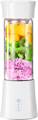Maizoon Tasse à jus portable blanche avec 6 lames en acier inoxydable - Agitation rapide des 40 secondes - Nettoyage automatique - Convient pour presser les fruits et légumes Milkshake Purée glacé