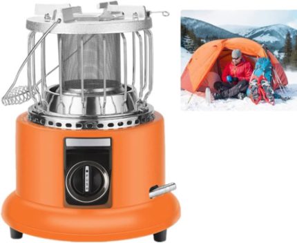 Chauffage radiant portable au propane, chauffage de terrasse 3700 W, chauffage à gaz de camping, chauffage intégral à 360 °, avec poignée pratique, chauffage d'espace pour camping, garage, pêche sur