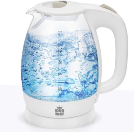 ForMe Bouilloire Électrique en Verre 1.7 I Éclairage LED illumination I Cristal Transparente I Avec fond en Acier Inoxydable I 2200W Sans BPA I Et Système de Protection Contre l'ébullition à sec