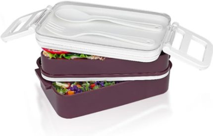 Tupper Porte-repas hermétique pour le travail - Boîte à lunch pour enfants avec deux compartiments - Boîte à lunch pour enfant - Pour repas - Micro-ondes, Bento - Boîte portable à emporter dans le sac