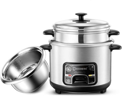 Générique Cuiseur à Riz-Vapeur (2/3/4/5L) Cuiseur à Riz en Acier Inoxydable 201, avec spatule et Tasse à mesurer, pour 1 à 7 Personnes (Taille : 2L) (4L)