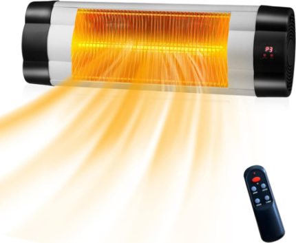 GOPLUS Radiateur Infrarouge Mural Chauffage Rapide via Fibre de Carbone avec 3 Puissances Réglables, Radiateur Électrique avec Fonction de Minuterie et Télécommande pour Salon, Chambre, Bureau