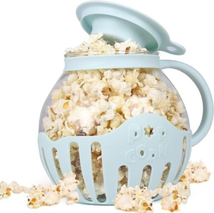 AMAZON 2.25QT Micro-ondes Borosilicate Verre Popcorn Auto Popping Pan Popcorn Machine Popcorn Jar bleu